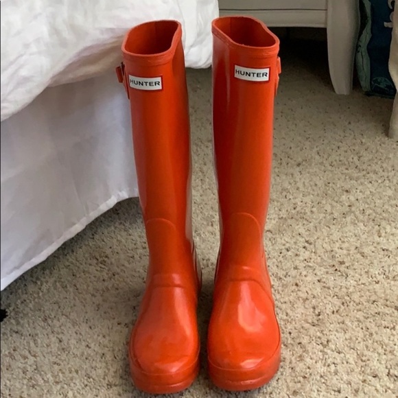 orange hunter rain boots